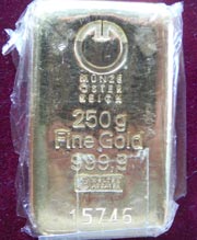 250 g Gold Goldbarren